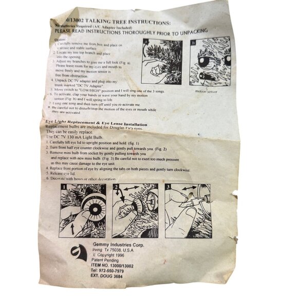 Gemmy 1996 Douglas Fir Animated Talking Christmas Tree With Accessories - WORKS - Picture 4 of 8